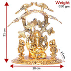 KridayKraft Ganesha with Riddi Shiddi Under Tree Metal Statue for Pooja Decorative Showpiece Figurine Religious Idols for Home Office Statue Murti for Decoration & Pooja Gifting Purpose Sculpture
