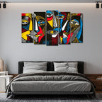 VIBECRAFTS Abstract Faces 5 Pieces Canvas Wall Painting For Home|Office|Living Room|Gift (PTVC5Pcs2_6504)