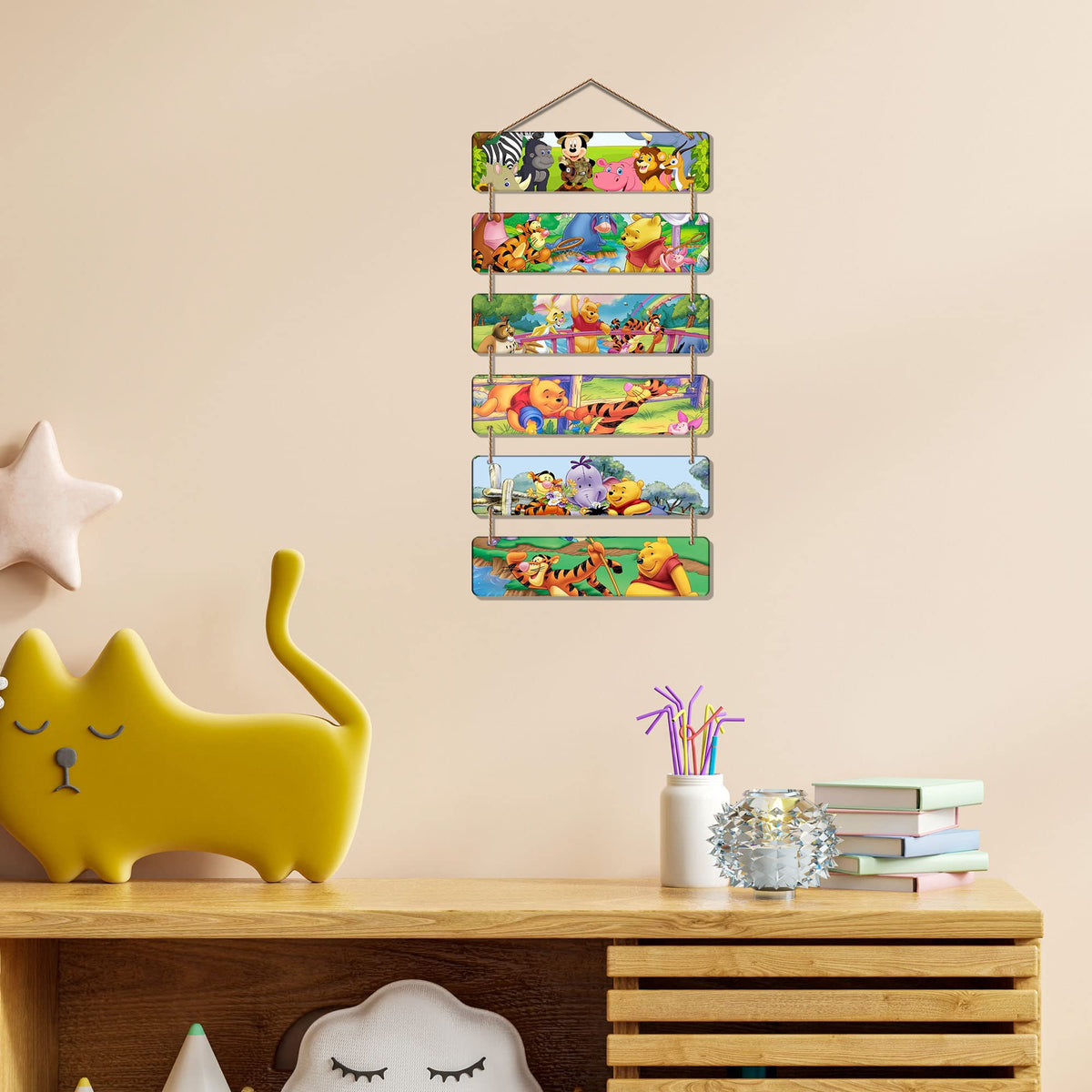 Artvibes Decorative Wall Hanging Wooden Art Decoration item for Living Room | Bedroom | Home Decor | Gifts | Quotes Decor Item | Wall Art For Hall | Mdf Wall Decoration, Set of 6 (WH_3294NR)