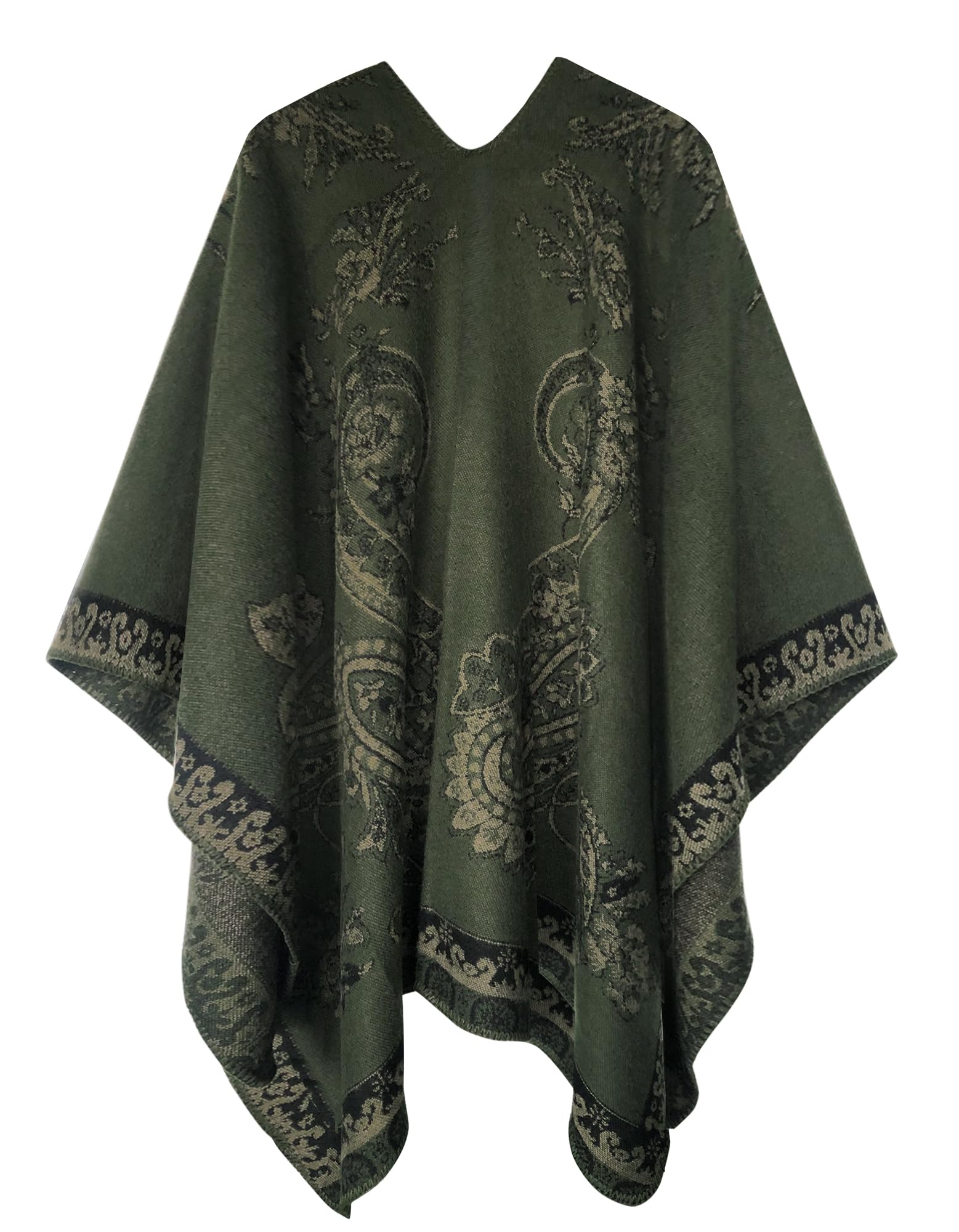 Urban CoCo Women's Color Block Shawl Wrap Open Front Poncho Cape, Series 29-dark Green, One Size