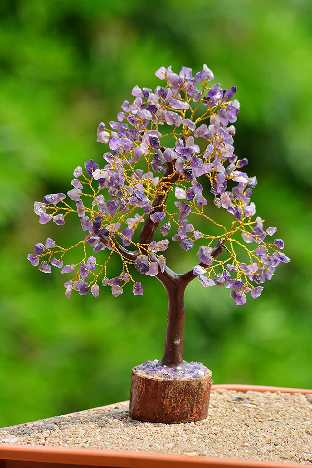 Natural Amethyst Crystal Bonsai Tree, Handcrafted Gemstone Decor for Home and Office, Purple