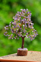 Natural Amethyst Crystal Bonsai Tree, Handcrafted Gemstone Decor for Home and Office, Purple