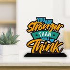 Artvibes Wooden Idols And Figurine You Are Stronger Than You Think Motivational Quote Table Decoration For Office Desk|Home Decor Item|Living Room|Modern Art Wood Showpiece Gift (Sp_1165)