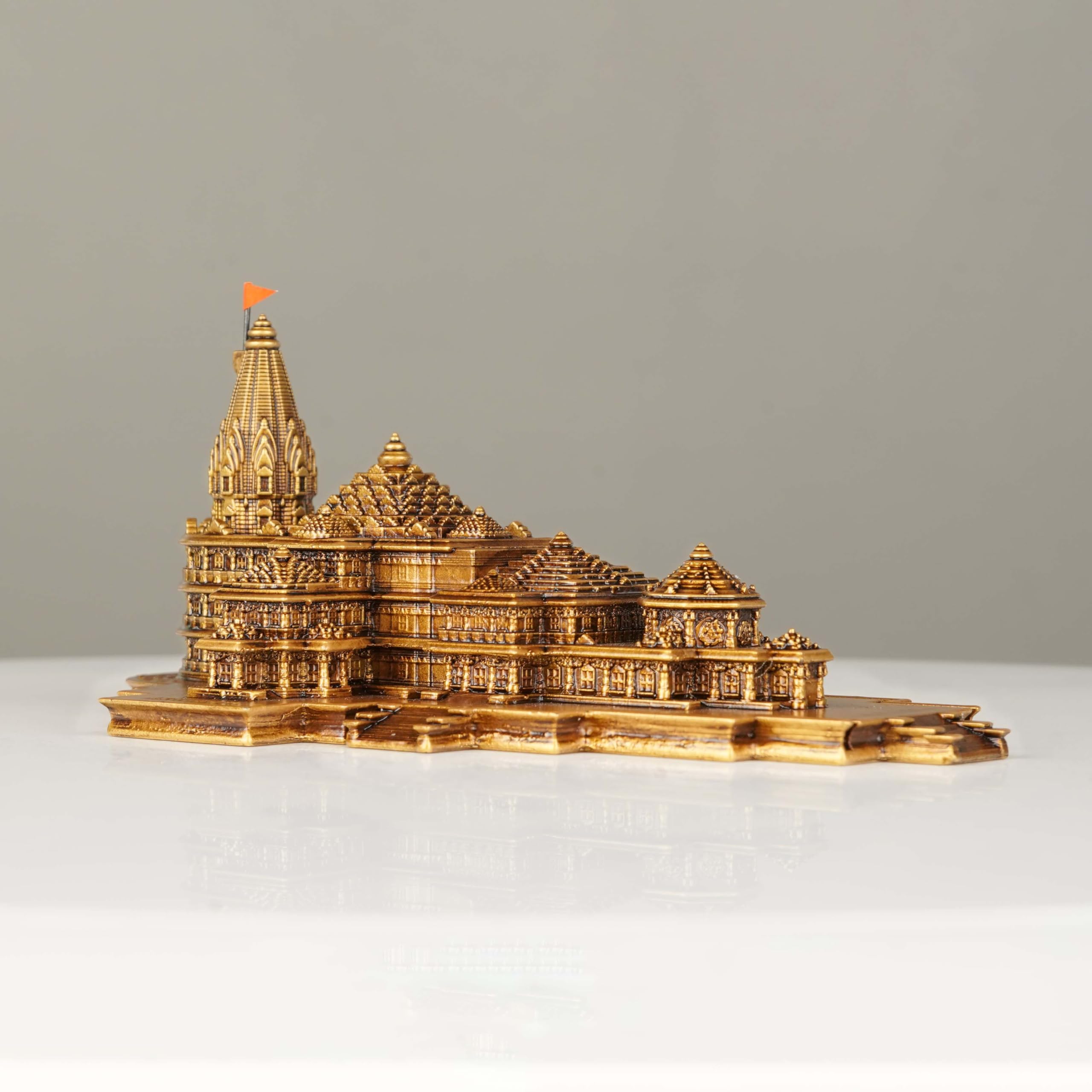 Artarium Ram Mandir Ayodhya Model for Home Temple (Length: 6 Inch), Resin Ram Lalla Temple Replica Decorative Showpiece for Pooja Room, Mandir, Home Decor & Spiritual Gift