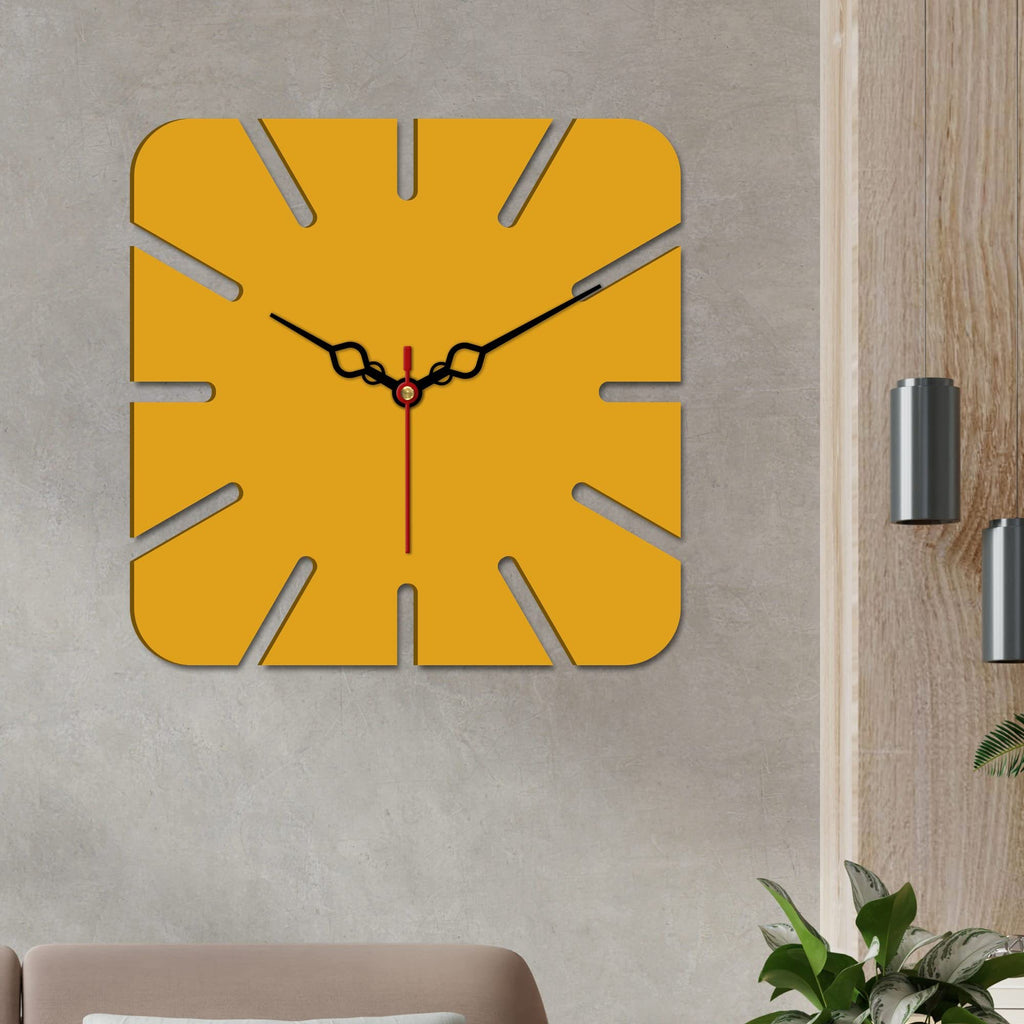 VIBECRAFTS Square Shape Modern Style Wooden Wall Clock for Home Decor, Office, Living Room, Bedroom, Cafe's, Gifts (WWCVC1Pcs_10013)