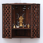 RANDOM Wall Mounted Mandir/Temple, Wooden Pooja Stand for Home, Wall Hanging Temple for Home, Office (12.5 x 12.5 x 16)