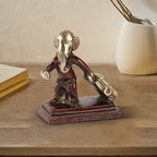 ARTVARKO Brass Ganesha Travelling Ganesh with Suitcase Bag Idol Statue (3.5x4 Inch Cherry Gold)