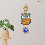 Artvibes Owl Shape Luck Prosperity MDF Wood Wall Hanger Ornaments For Vastu For Home Decoration | Livingroom | Spiritual Decor Item | Wall Illustrations | Ethnic Wall Decor | Wall Art Print (WH_8504N)