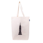 AQVA Blue Bag Collection - Cotton Canvas Tote bag, Reusable Grocery Bag, Cute Bags, Printed Cotton Shopping bag, Beach bags, Gift bags, (Empire State)