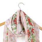 Ravaiyaa - Attitude is everything Hand Block Printed Cotton Long Stole Scarves Hijab Neck Wrap Scarf 71 X 21 Inch (White Lotus Floral), (female)