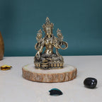 ARTVARKO Brass Tara Devi Statue Tibetan Goddess Religious Green Tara Statue for Health Happiness Wealth Idol Home Decor Sculpture 4.5 Inches