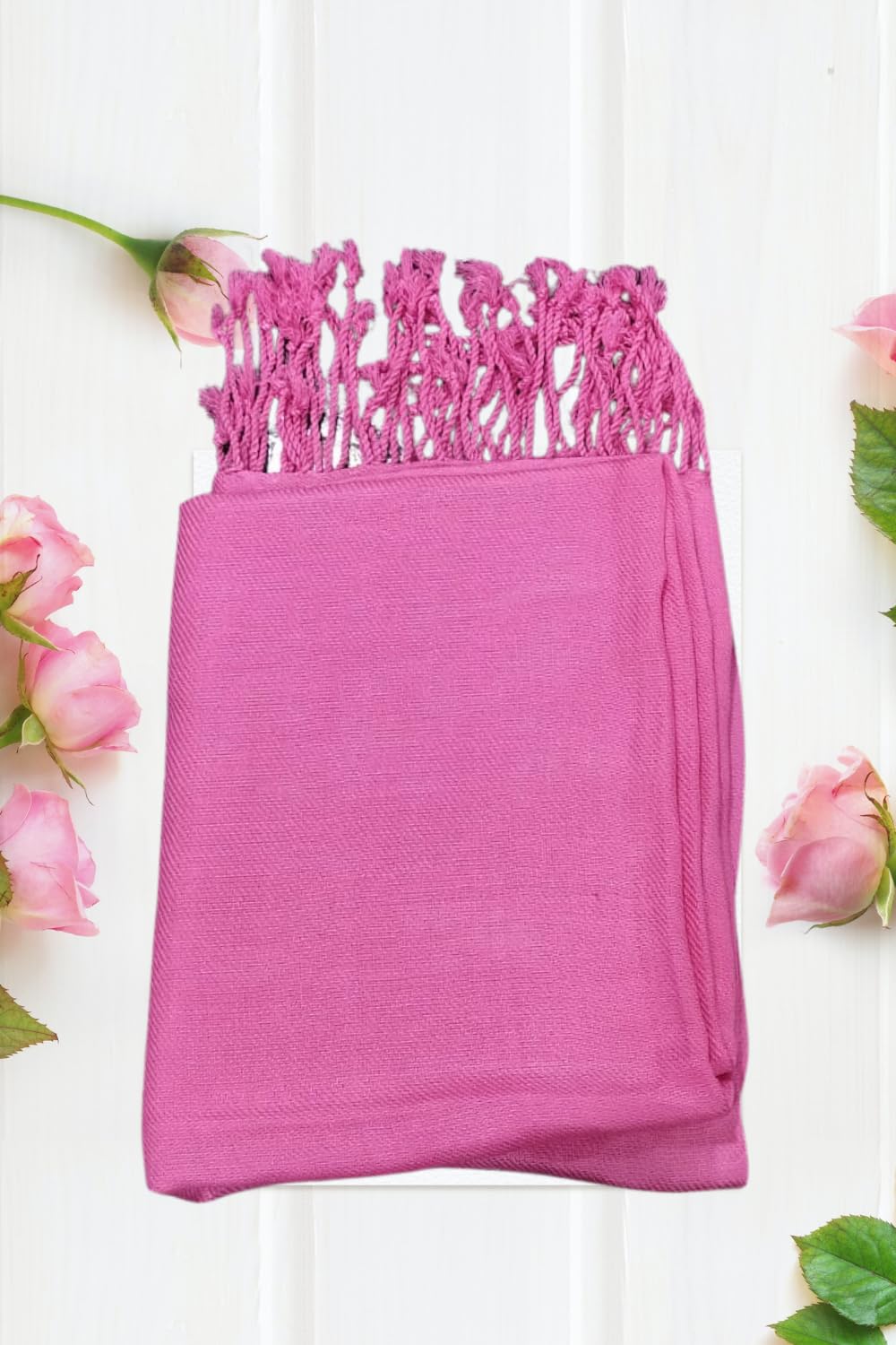FM Trends Stylish Plain Scarf for Women & Girls | Solid Color Stole, Dupatta, Shawl | Elegant Ladies Accessory (Pink, 1.8 meters)