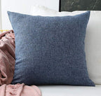 Khooti Jute Cushion Cover | 30x30 Inch | Navy Blue | Set of 2 | Throw Pillow Cover for Couches, Chairs, Sofas, Beds, Coffee Tables, Living Rooms, Bedrooms, Modern Boho Design
