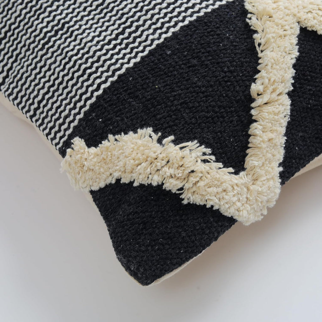 Furnistitchs Premium Decorative Throw Cushion Pillow Cover Boho Home Decor - Living Room Bedroom Couch Sofa Cushion Covers 16 inch x 16 inch (1, Black Mountains)