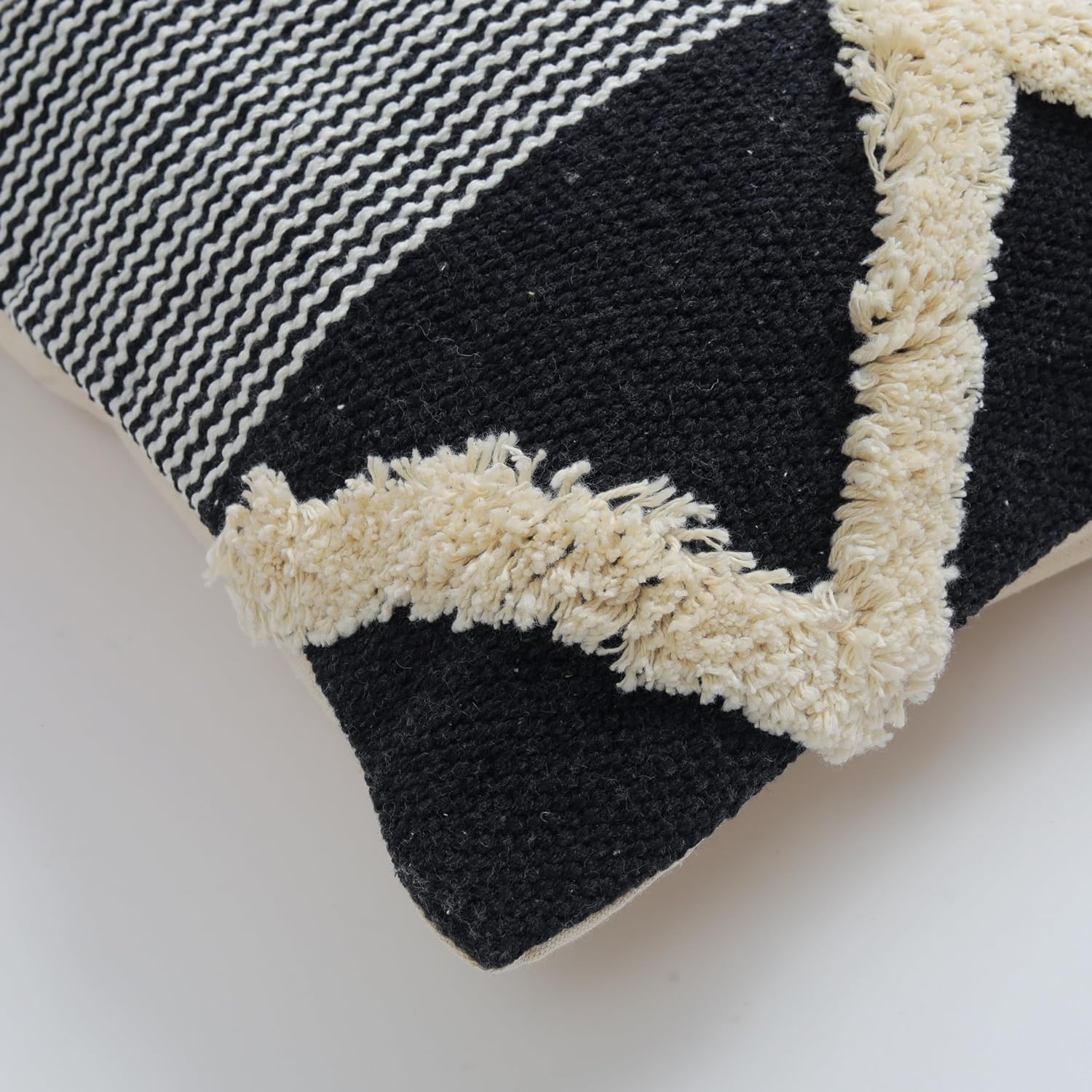 Furnistitchs Premium Decorative Throw Cushion Pillow Cover Boho Home Decor - Living Room Bedroom Couch Sofa Cushion Covers 16 inch x 16 inch (2, Black Mountains)
