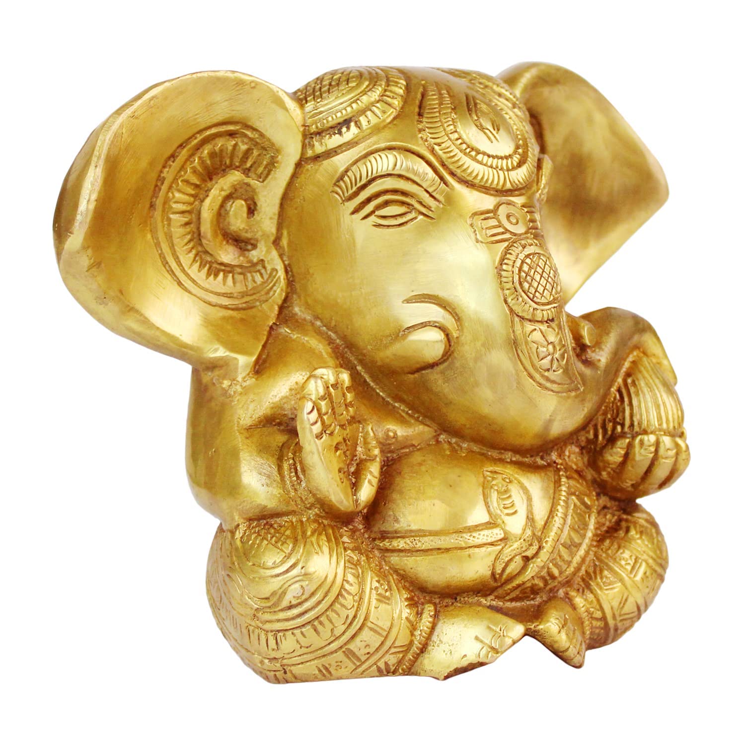 Svarup Brass Sitting Ganesha Idol in Gold Color Height 10 Inch Weight 1.9 Kg