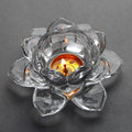 Onlyeasy Crystal Clear Lotus Flower Tea Light Candle Holder, Perfect for Home Decor and Festival, Pack of 1