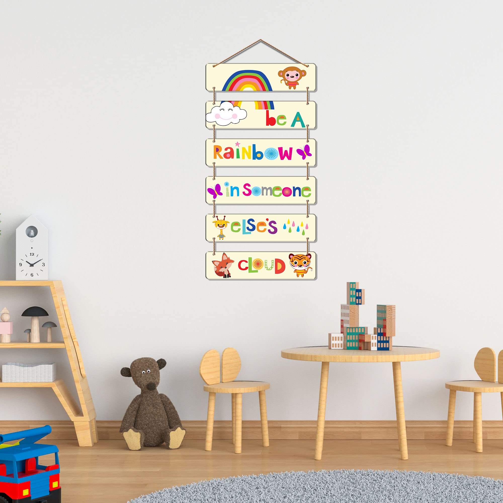 Artvibes Decorative Wall Hanging Wooden Art Decoration item for Living Room | Bedroom | Home Decor | Gifts | Quotes Decor Item | Wall Art For Hall | Mdf Wall Decoration, Set of 6 (WH_32104NR)