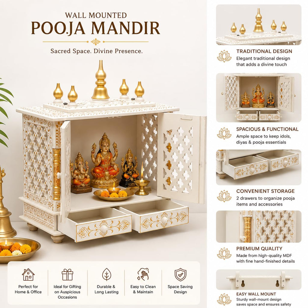 Kamdhenu art and craft Wooden Temple/Home Temple/Pooja Mandir/Pooja Mandap/Temple