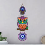 Artvibes Decorative Owl Evil Eye Wall Hanging for Home Entrance | Nazar Battu MDF Wall Decor for Positive Energy | Lucky Owl Vastu Wall Art for Living Room | Bedroom | Hallway | Gift Item (WH_8523N)