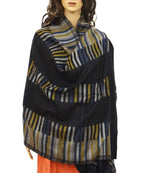 ONE ECHELON Cashmere Scarf Stole for Women Men | Large Wrap Shawl in Two-Toned Reversible Block Stripes (Black)