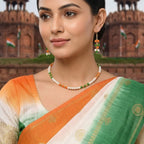 JFL - Jewellery for Less Fancy Tricolour Handmade Pearls and Beaded Necklace Set for Women & Girls | Independence Day & Republic Day Jewellery | Fashion Necklace with Matching Earrings
