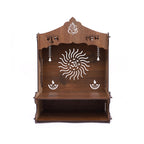 SHIV FURNITURE Mangal Beautiful Wooden Pooja Stand for Home, Temple, Office, Wall Mounted Puja Mandir with LED Spot Light, Size (H- 15.5, L- 11.5, W-11 Inch)