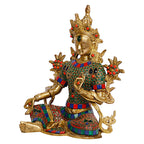 ARTVARKO Tara Devi Statue Brass Tibetan Goddess Religious Green Tara Statue for Health Happiness Wealth Idol Home Decor Sculpture Height 10 Inches