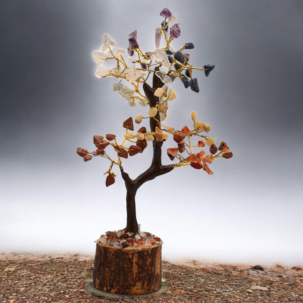 KariGhar® Seven Chakra Natural Healing Feng Shui Crystal Bonsai Tree for Home| Office | Gifting & Decor GD0001 (100 Beads)