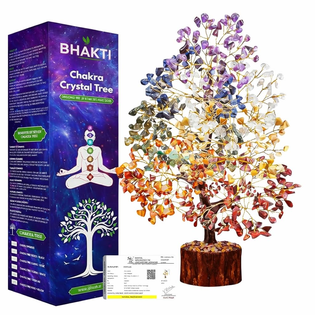 300 Beads, 7 Chakra Crystal Tree, Showpiece Good Luck and Positive Energy, Showpiece for Living Room, Natural Healing Gemstones Money/Lucky Tree for Good Luck, Multicolor