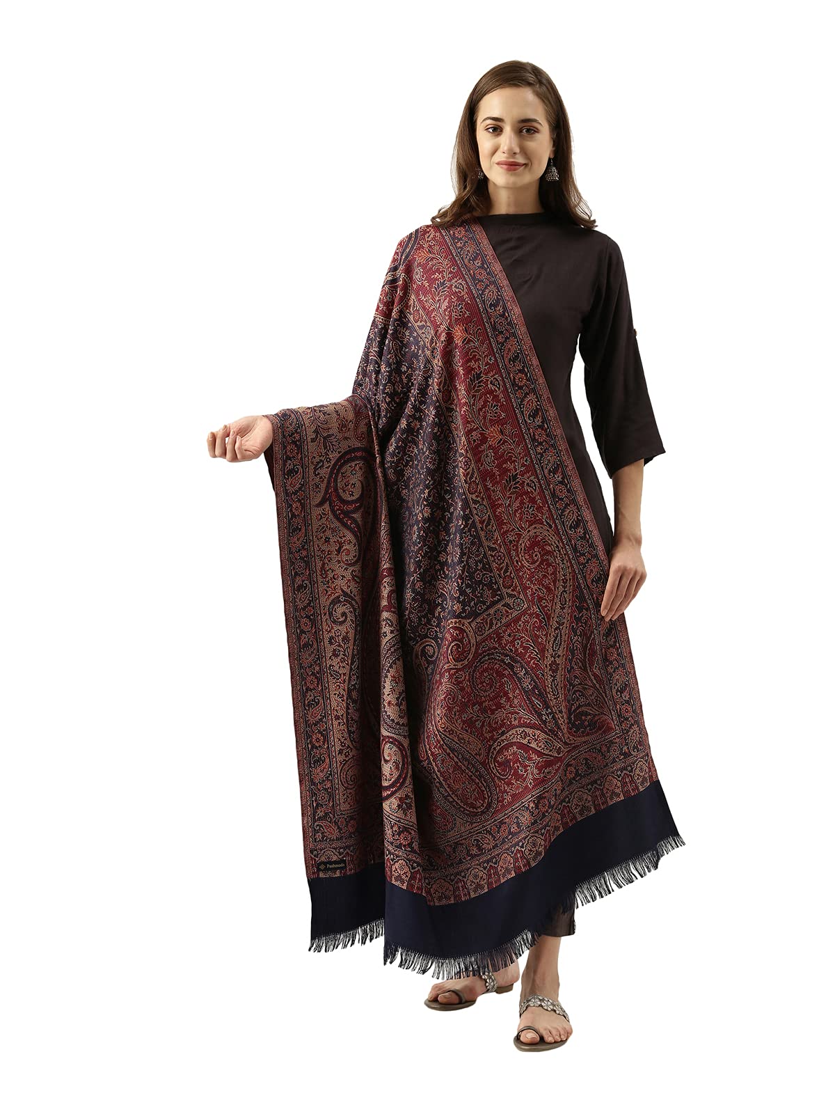 Pashmoda Women Shahnaz Antique Jamawar Shawl (Size: 101 X 203 CM)