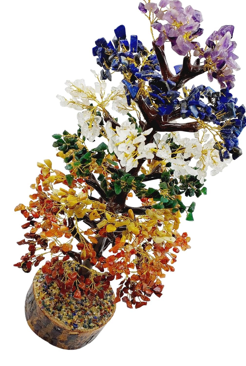 ART FLAUNTS Seven Chakra Gemstone Crystal Bonsai Tree for Good Luck, Wealth & Prosperity Home Office Décor Spiritual Gift | Multicolor Chakra Tree, Big Size