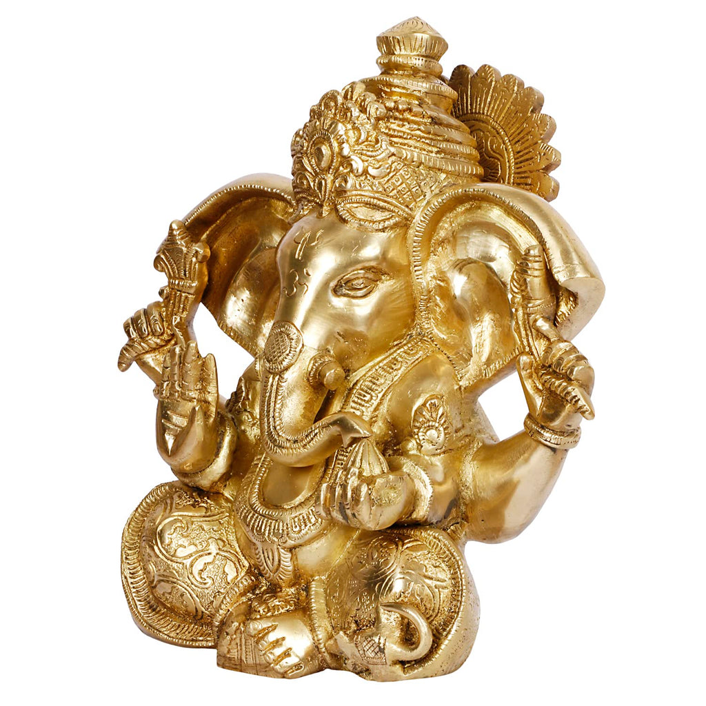 ARTVARKO Brass Lord Ganesha Murti in Blessing Posture Sitting Big Ear Ganesh Bhagwan Idol Ganpati Metal Statue for Home Office Gift(LxBxH 9x5.5x9.5 Inch,5,2 Kg)