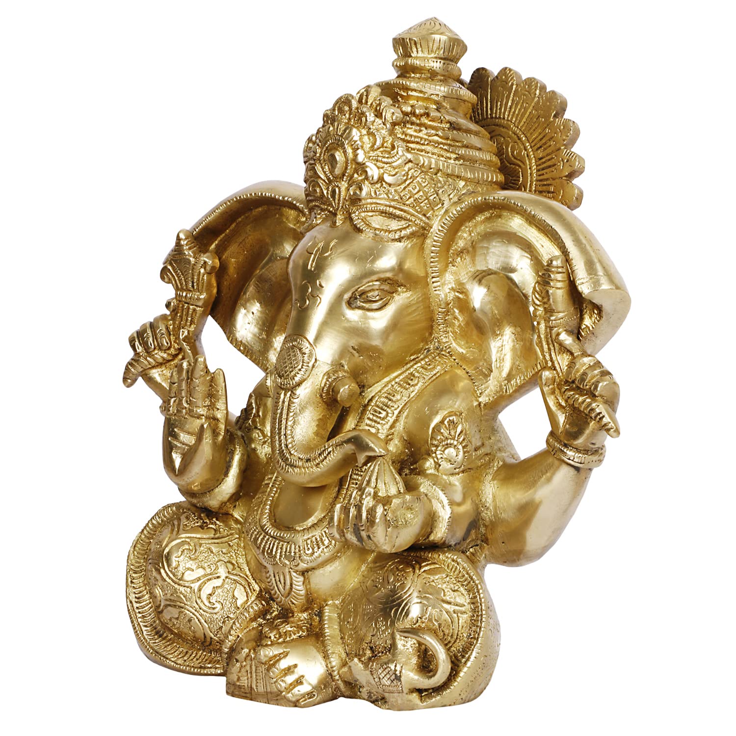 ARTVARKO Brass Lord Ganesha Murti in Blessing Posture Sitting Big Ear Ganesh Bhagwan Idol Ganpati Metal Statue for Home Office Gift(LxBxH 9x5.5x9.5 Inch,5,2 Kg)