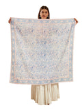 Ravaiyaa - Attitude is everything Sanganer Hand Block Printed Scarves Pure Cotton Scarf Square Hijab Dupatta 40 X 40 Inch (Blue White Floral)