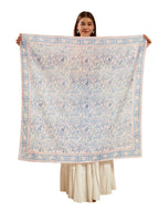 Ravaiyaa - Attitude is everything Sanganer Hand Block Printed Scarves Pure Cotton Scarf Square Hijab Dupatta 40 X 40 Inch (Blue White Floral)