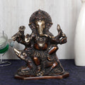 ARTVARKO Brass Ganesh Six Arms Ganesha Sitting on Rat Statue Idol for Temple Puja Home Entrance Decor Luck Gift Height 8 Inch