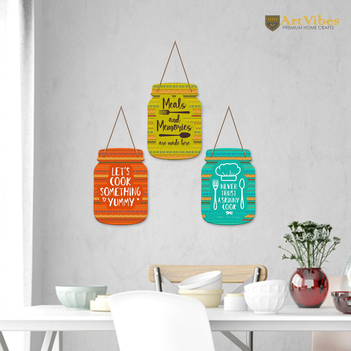 Artvibes Meals and Memories Quotes Wall Hanger for Home Decor | Gifts | Wall Art Decoration Wooden Hanging Items | Kitchen Wood Design | Quotes Decor Items | Decorative Artworks (WH_8911N)