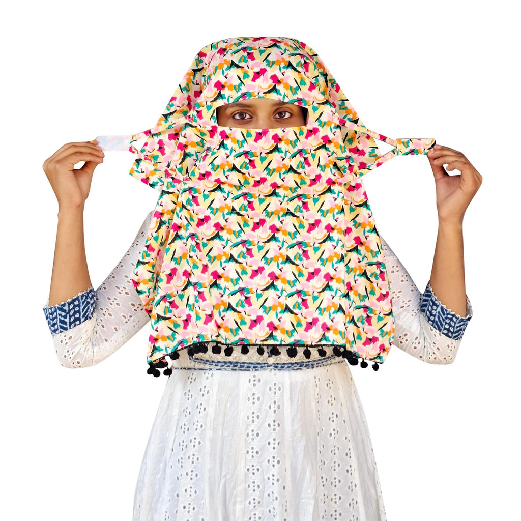 Switchon Scarf Hijab Rayon Printed fancy scarf for women Size Adjustable -Hook loop tape (Multicolor)