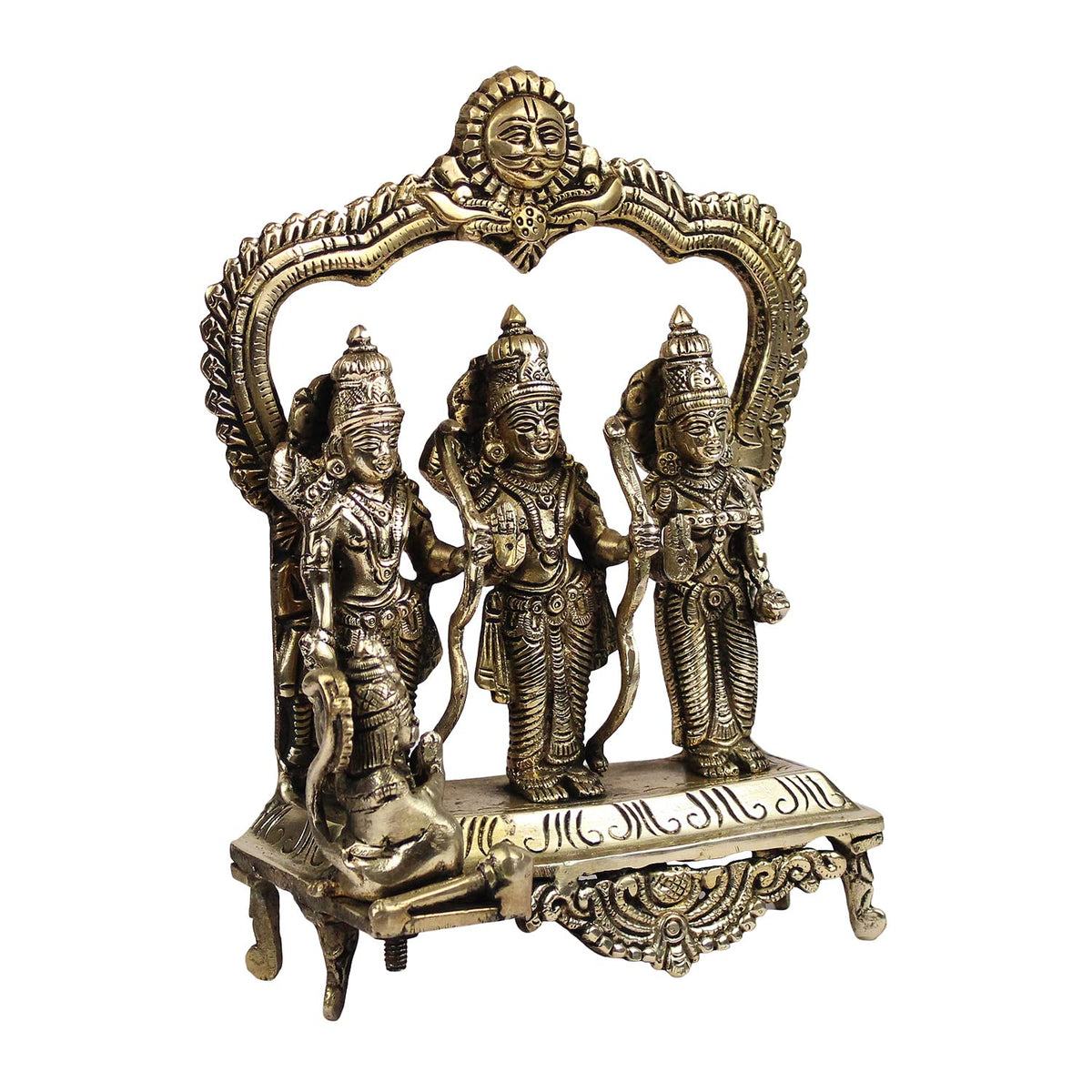 ARTVARKO Big Brass Ram Darbar Statue Shree Ram Ji Sita Laxman Hanuman Home Décor Puja Bhagwan Idol Murti for Mandir Temple 9 Inches