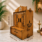 Privla Wooden DIY Small Size Home Temple with Door & Drawer Engineered Wood Pooja Mandir | Lord Ganesh JI Design | Wall Hanging & Floor Resting Mandir (Pack of 1) (02-KANHA JI-) 32 * 30 * 32cm