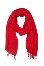 URBAN LADIIIZ Solid Sequin Stole with Tassels for Women & Men – Soft Lightweight Rayon Fabric | Available in 10+ Colours (RED)