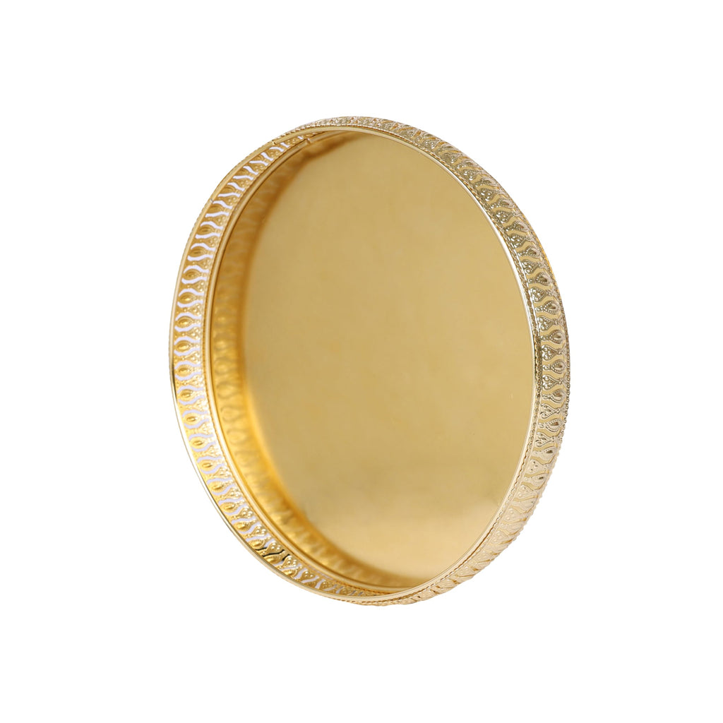 Design Decor Gallery Round German Gold Plated Metal Tray|Round Decorative Tray| Gift Décor Plate| Diwali |Anniversary |House Warming, Birthday, Wedding(Pack of 1) Size: 6x6 Inches,with Gift Box