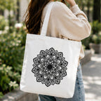 Adorvue Mandala DIY Tote Bag Painting Kit for Kids & Adults Premium Reusable Canvas Cotton Tote Bag for DIY Art & Painting, Eco-Friendly Handbag for Shopping, College, Office, Travel Pack of 2