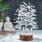 Hindcraft Clear Quartz Crystal Tree Home Decor Showpieces for Good Luck Money Crystal Tree Gift Items Office Bedroom Decor Wedding Gift, Silver Wire, 10 inch