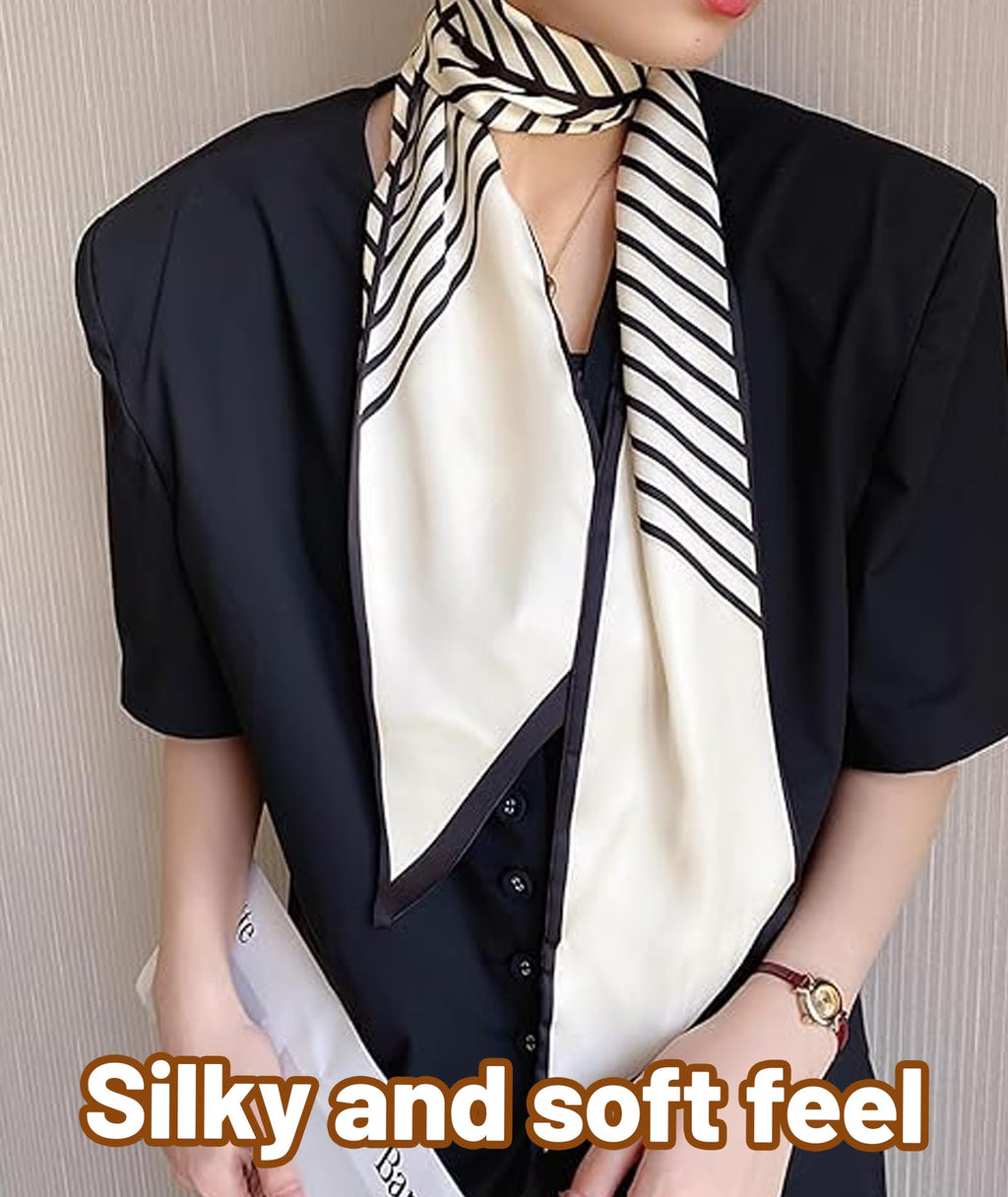 Buildcon 2Pcs Satin Scarf, Scarf for Women Stylish, Silk Scarves for Women 70x70cm, Satin Hair Scarf for Women, Elegant Head Scarf for Office, Travel, Casual Wear