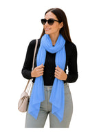 Ravaiyaa Women Solid Chiffon Scarves With Lace Border | Women Lightweight Breathable Solid Color Soft Chiffon Long Fashion Scarves Sun-proof Shawls Wrap (Light Blue)