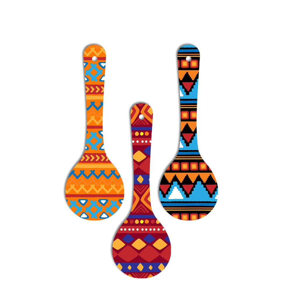 Artvibes Traditional African Tribal Pattern Decorative Wall Art MDF Wooden Wall Hanger for Home | Wall Accent | Sceneries | Wall Art Print | Graphic Artwork | Unique Gift Items (WH_5002N), Set of 3