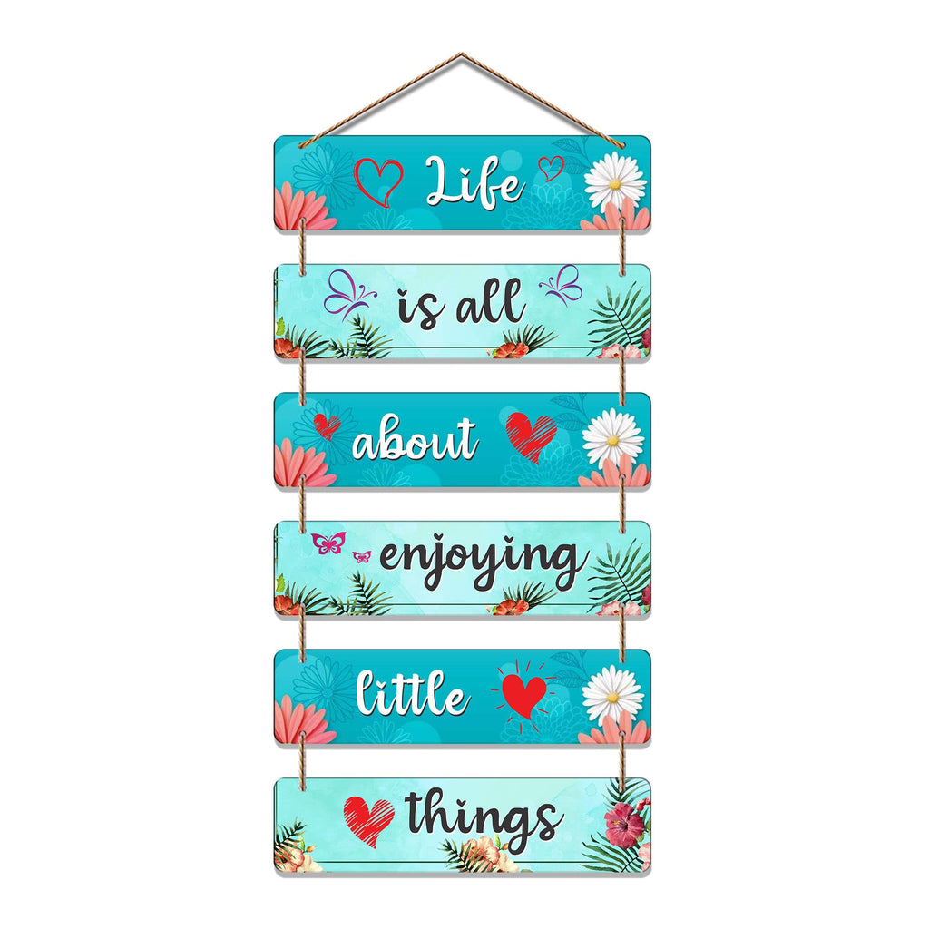 Artvibes Life Is All About Enjoying Printed Wooden Wall Hanging | Quotes Decor Item | Wall Illustrations | Office Decor | Inspirational Quotes Wall Art | Mdf Wall Decoration | Gift Items (WH_3280N)