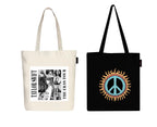 Peach Blossom Printed Cotton Zipper Tote Bags | CBAG - WHT-TAYLOR SWIFT_BLK-SUN BENZ